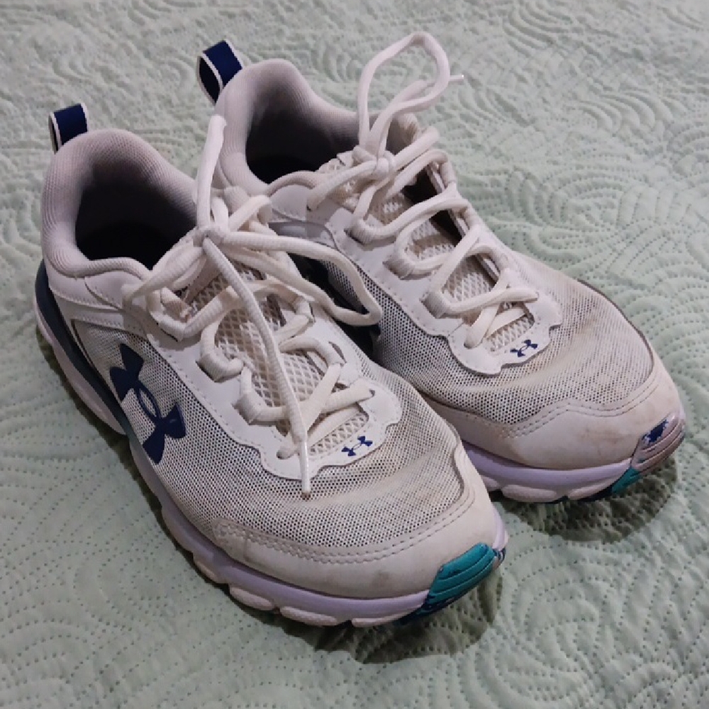 Under Armour White and Navy Athletic Shoes